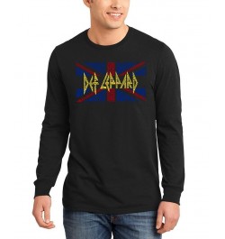 Men's Word Art Def Leppard T-shirt Black $21.99 T-Shirts