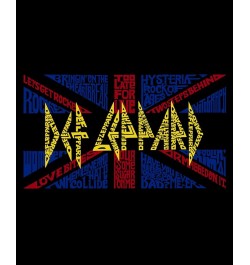 Men's Word Art Def Leppard T-shirt Black $21.99 T-Shirts