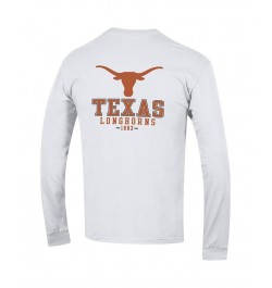 Men's White Texas Longhorns Team Stack Long Sleeve T-shirt $23.84 T-Shirts