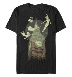 Disney Men's Peter Pan The Darlings Flying By Clock Tower Short Sleeve T-Shirt Black $14.70 T-Shirts