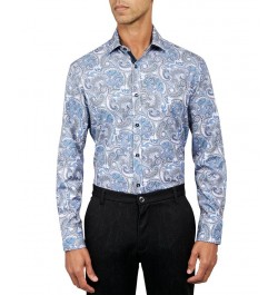 Men's Regular-Fit Paisley Performance Dress Shirt Blue $21.89 Dress Shirts