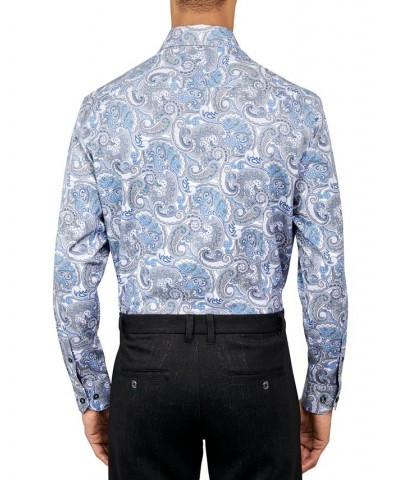 Men's Regular-Fit Paisley Performance Dress Shirt Blue $21.89 Dress Shirts