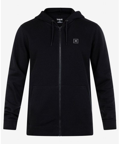 Men's Icon Chest Logo Full Zip Hooded Sweatshirt Black $34.45 Sweatshirt