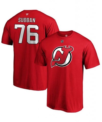 Men's P.K. Subban Red New Jersey Devils Authentic Stack Name and Number T-shirt $19.03 T-Shirts