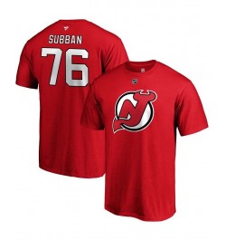 Men's P.K. Subban Red New Jersey Devils Authentic Stack Name and Number T-shirt $19.03 T-Shirts