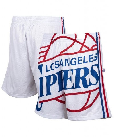 Men's White LA Clippers Hardwood Classics Big Face 2.0 Shorts $42.39 Shorts