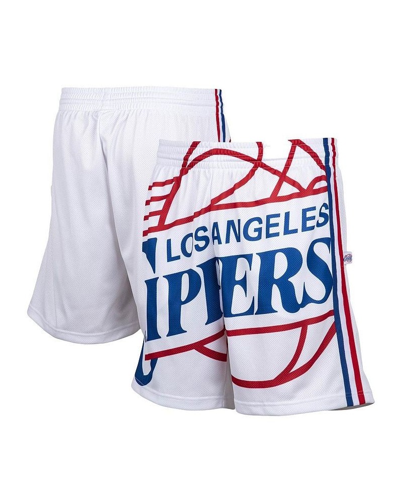 Men's White LA Clippers Hardwood Classics Big Face 2.0 Shorts $42.39 Shorts