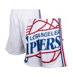 Men's White LA Clippers Hardwood Classics Big Face 2.0 Shorts $42.39 Shorts