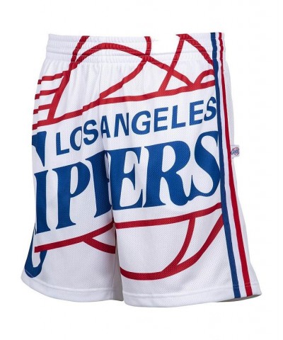 Men's White LA Clippers Hardwood Classics Big Face 2.0 Shorts $42.39 Shorts