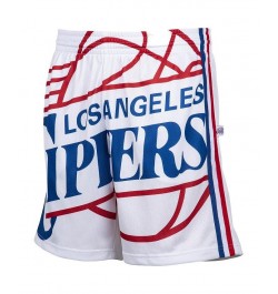 Men's White LA Clippers Hardwood Classics Big Face 2.0 Shorts $42.39 Shorts