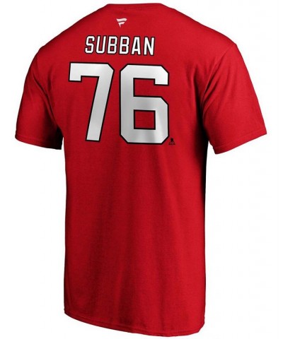 Men's P.K. Subban Red New Jersey Devils Authentic Stack Name and Number T-shirt $19.03 T-Shirts