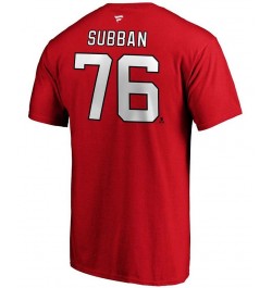 Men's P.K. Subban Red New Jersey Devils Authentic Stack Name and Number T-shirt $19.03 T-Shirts