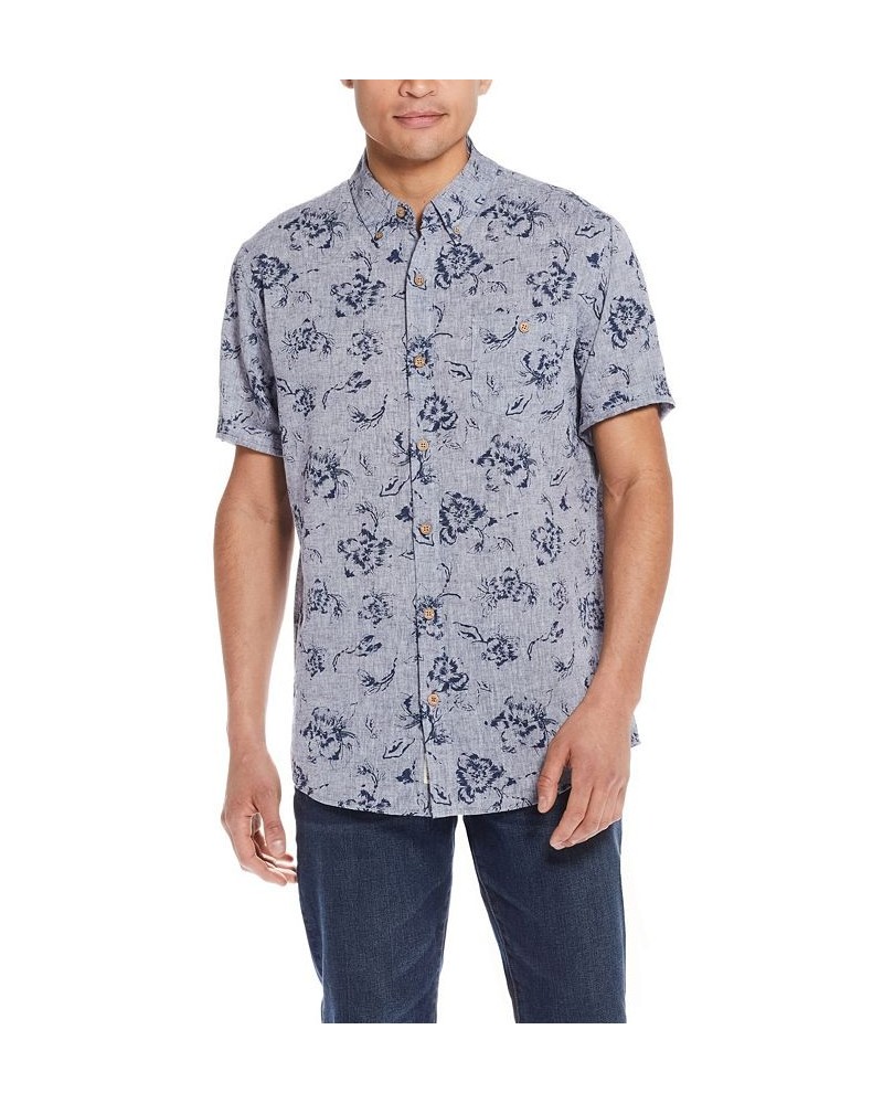 Men's Linen Cotton Short Sleeve Button Down Shirt PD01 $28.70 Shirts