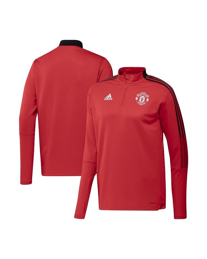 Men's Red Manchester United Track AEROREADY Quarter-Zip Jacket $41.33 Jackets