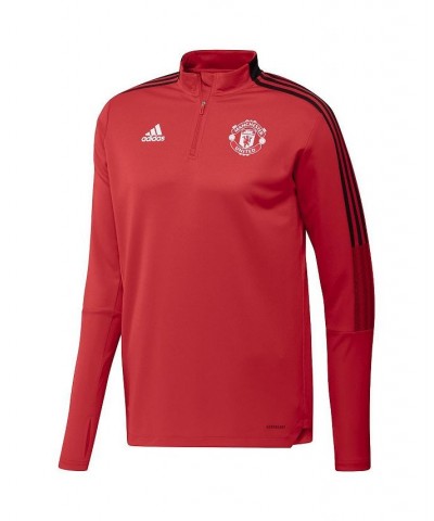 Men's Red Manchester United Track AEROREADY Quarter-Zip Jacket $41.33 Jackets