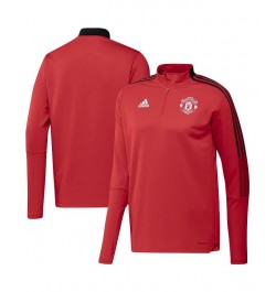 Men's Red Manchester United Track AEROREADY Quarter-Zip Jacket $41.33 Jackets