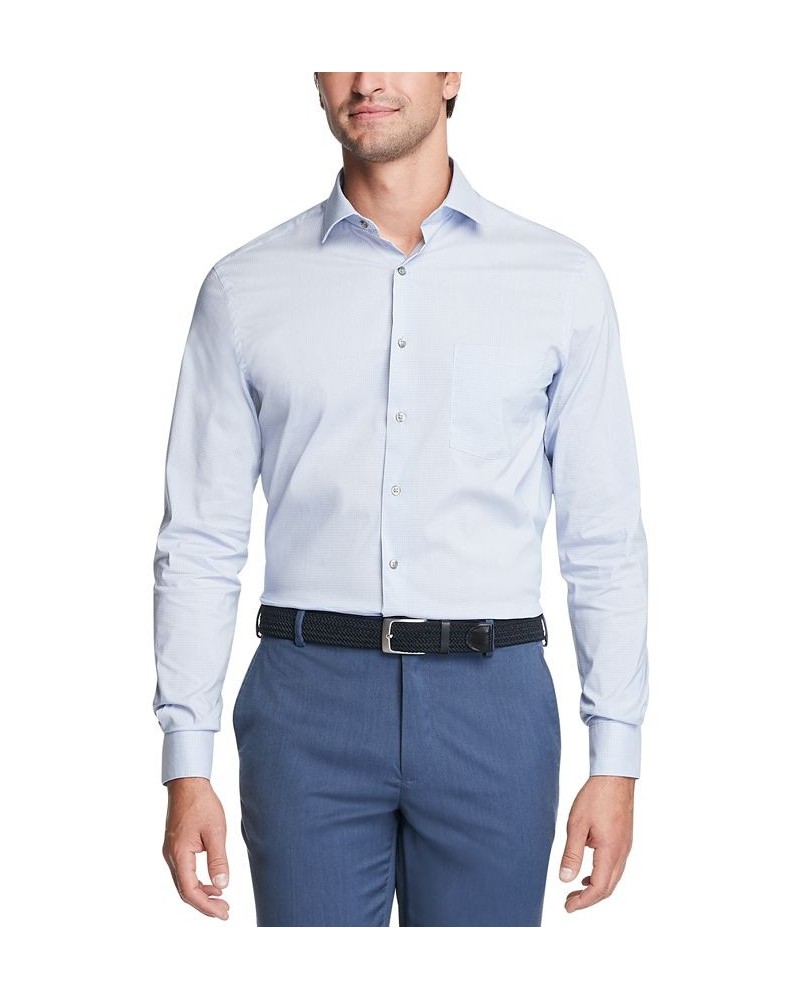 Men's Big & Tall Classic/Regular-Fit Stain Shield Performance Stretch Check Dress Shirt Blue $20.40 Dress Shirts