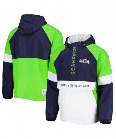 Men's College Navy, Neon Green Seattle Seahawks Quarter-Zip Pullover Hoodie $46.44 Jackets