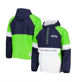 Men's College Navy, Neon Green Seattle Seahawks Quarter-Zip Pullover Hoodie $46.44 Jackets