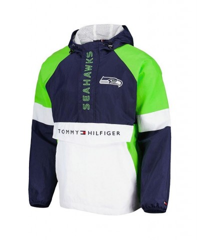 Men's College Navy, Neon Green Seattle Seahawks Quarter-Zip Pullover Hoodie $46.44 Jackets