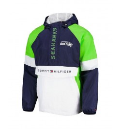 Men's College Navy, Neon Green Seattle Seahawks Quarter-Zip Pullover Hoodie $46.44 Jackets