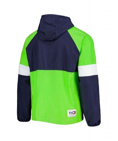 Men's College Navy, Neon Green Seattle Seahawks Quarter-Zip Pullover Hoodie $46.44 Jackets