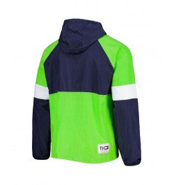 Men's College Navy, Neon Green Seattle Seahawks Quarter-Zip Pullover Hoodie $46.44 Jackets