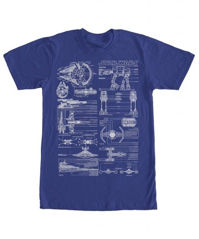 Men's Super Schematics Short Sleeve Crew T-shirt Blue $18.89 T-Shirts