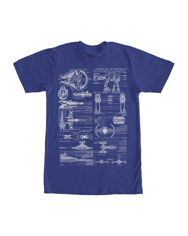 Men's Super Schematics Short Sleeve Crew T-shirt Blue $18.89 T-Shirts