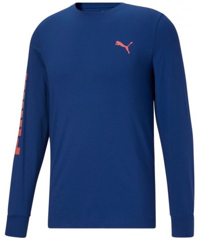 Men's Long Sleeve Logo Tee Blue $17.23 T-Shirts