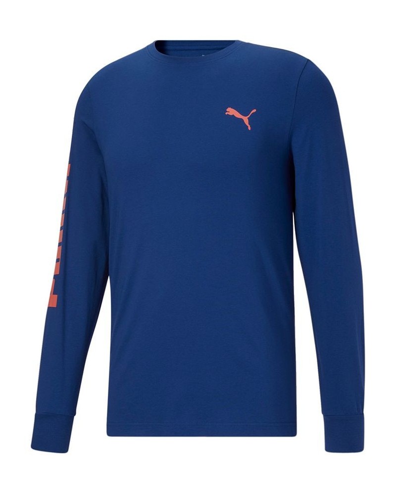 Men's Long Sleeve Logo Tee Blue $17.23 T-Shirts