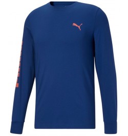 Men's Long Sleeve Logo Tee Blue $17.23 T-Shirts