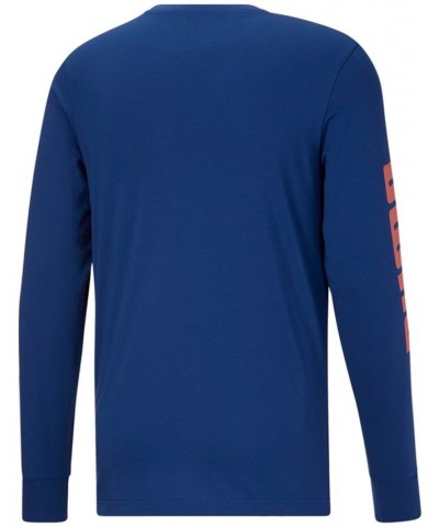 Men's Long Sleeve Logo Tee Blue $17.23 T-Shirts