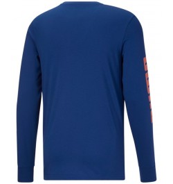 Men's Long Sleeve Logo Tee Blue $17.23 T-Shirts