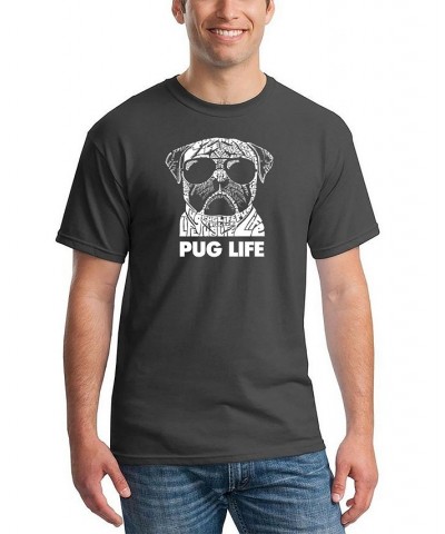 Men's Pug Life Word Art T-shirt Gray $15.05 T-Shirts