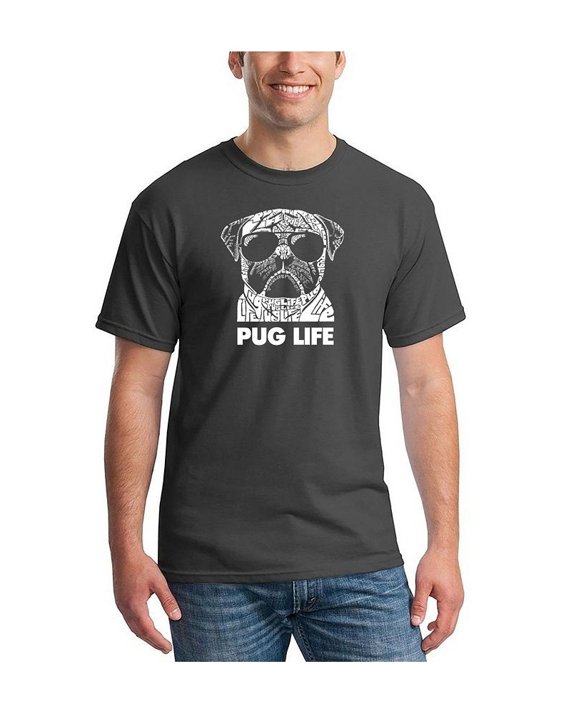 Men's Pug Life Word Art T-shirt Gray $15.05 T-Shirts