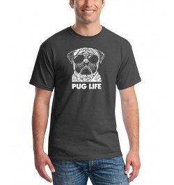 Men's Pug Life Word Art T-shirt Gray $15.05 T-Shirts