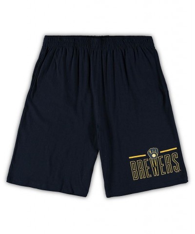 Men's Heathered Gray and Navy Milwaukee Brewers Big and Tall T-shirt and Shorts Sleep Set $34.40 Pajama