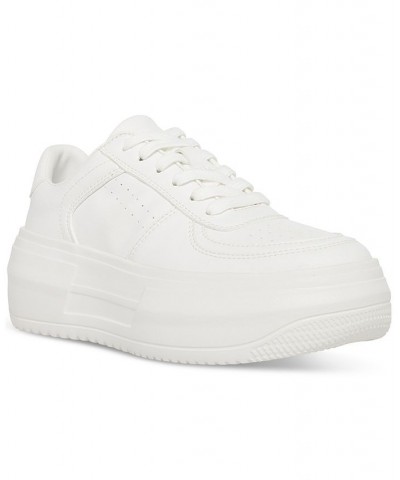 Women's Perrin Lace-Up Platform Sneakers White $43.61 Shoes