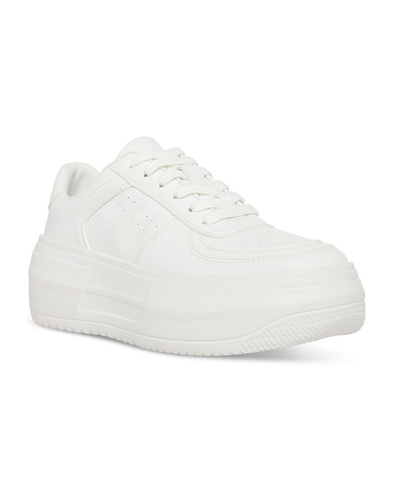 Women's Perrin Lace-Up Platform Sneakers White $43.61 Shoes