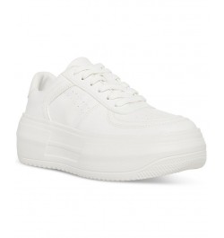 Women's Perrin Lace-Up Platform Sneakers White $43.61 Shoes