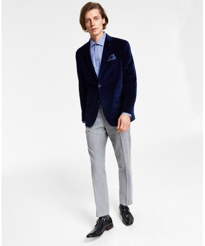 Men's Slim-Fit Solid Velvet Blazer Blue $26.40 Blazers