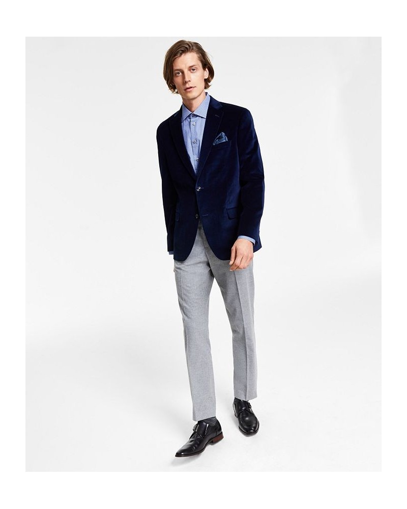 Men's Slim-Fit Solid Velvet Blazer Blue $26.40 Blazers