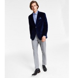 Men's Slim-Fit Solid Velvet Blazer Blue $26.40 Blazers