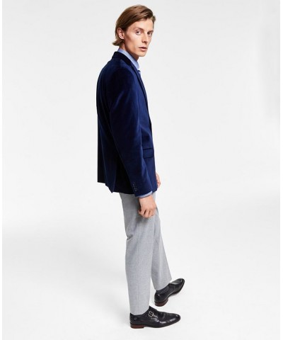 Men's Slim-Fit Solid Velvet Blazer Blue $26.40 Blazers