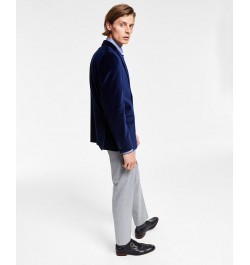 Men's Slim-Fit Solid Velvet Blazer Blue $26.40 Blazers