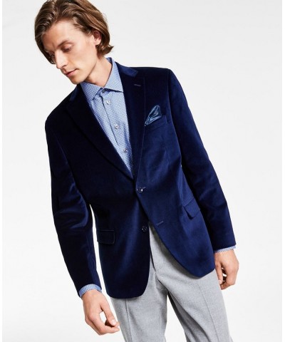 Men's Slim-Fit Solid Velvet Blazer Blue $26.40 Blazers