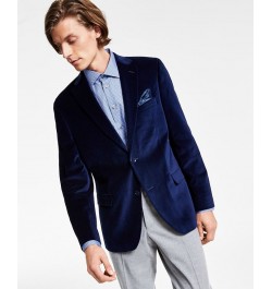 Men's Slim-Fit Solid Velvet Blazer Blue $26.40 Blazers