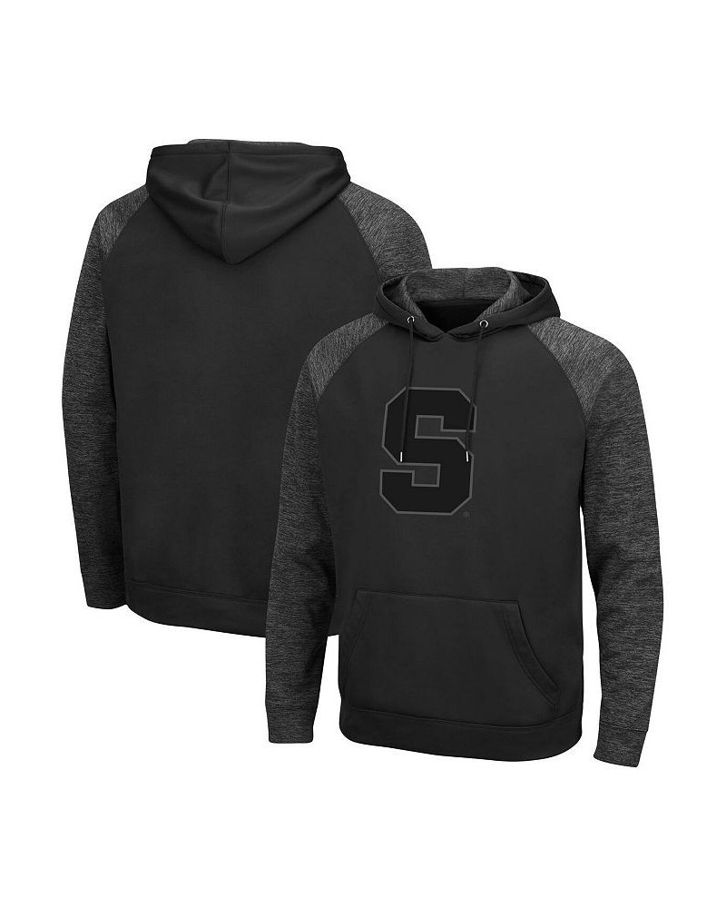 Men's Black Syracuse Orange Blackout 3.0 Tonal Raglan Pullover Hoodie $33.60 Sweatshirt