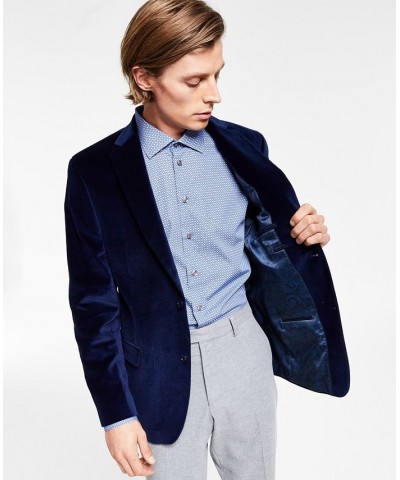 Men's Slim-Fit Solid Velvet Blazer Blue $26.40 Blazers